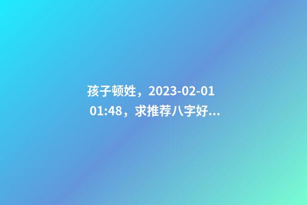 孩子顿姓，2023-02-01 01:48，求推荐八字好的名字？